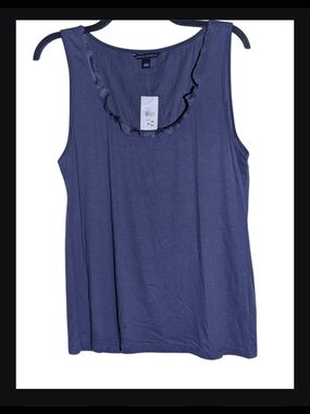 Banana Republic Navy Ruffle Scoop Neck Tank